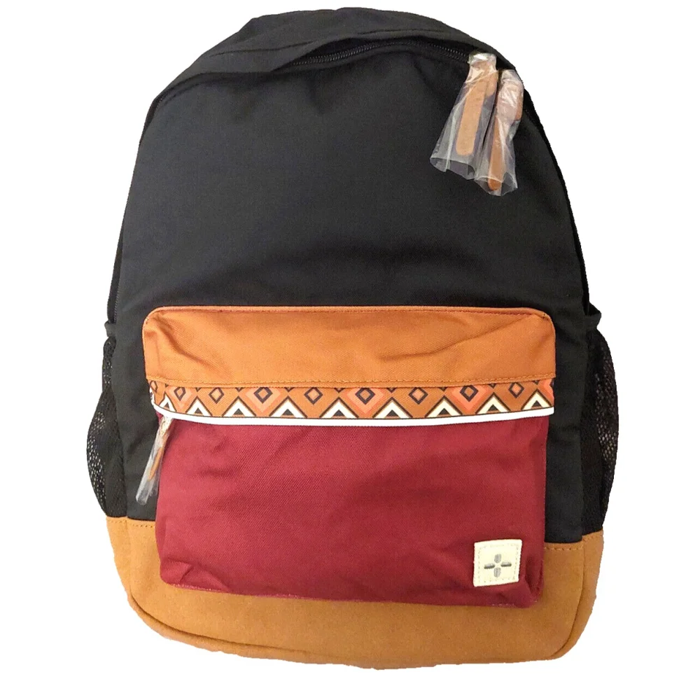Sun Stone Mens Colorblock Geometric Trim Backpack Rusack Bag NWT $70